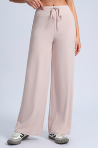 Women's Sports Solid Drawstring Wide-Leg Yoga Pants