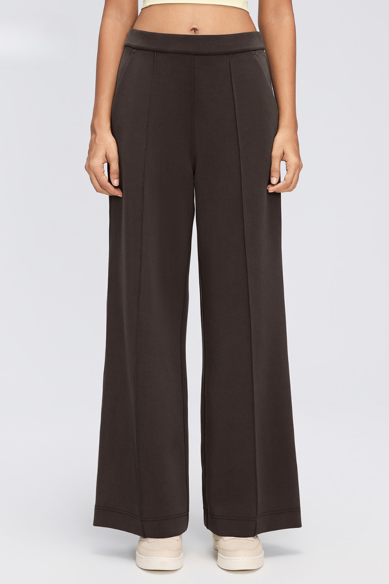 Women's Fall Center Pleat Hidden Card Pocket Wide Leg Pants