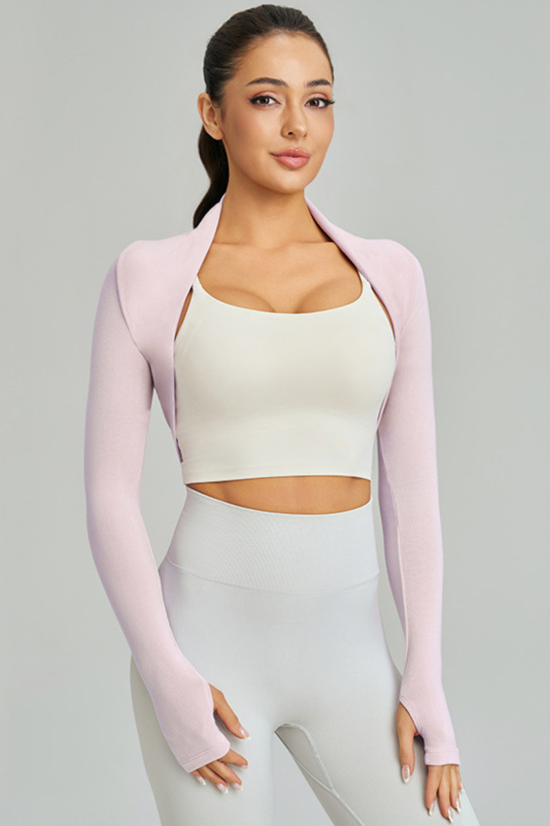 Women's Spring Finger Cuffs Cropped Waist Yoga Shrug
