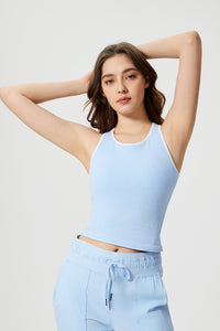 Women Sleeveless With Chest Pad Shock Slim Thin Yoga Fitness Exercise Tank Tops