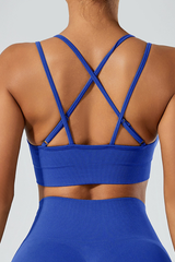 Women's Athletic U-neck Cross Back Spaghetti Straps Bra