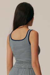 Women's Polka Dot Square Neck Wide Strap Cropped Tank Top