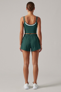 Women's Double Thin Strap Sports Cami Tank Top & Shorts Set