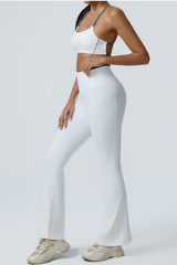 Women's Color-Block Sports Bra & Yoga Flare Pants Set