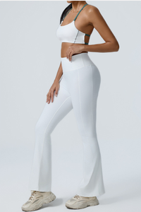 Women's Color-Block Sports Bra & Yoga Flare Pants Set