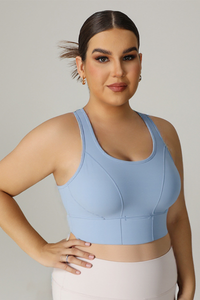 Plus Size Women's Cut-Out Sports Bra with Back Hook