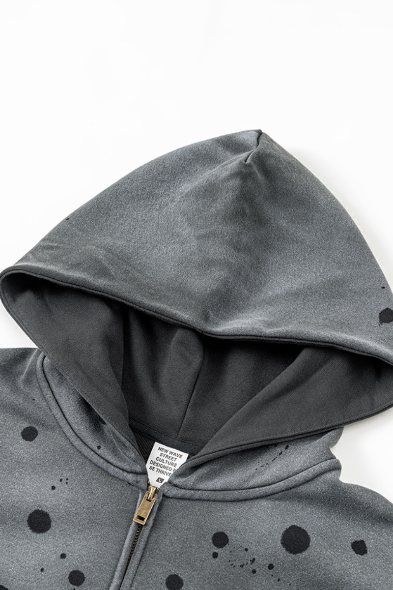 Men's spray paint hooded casual jacket