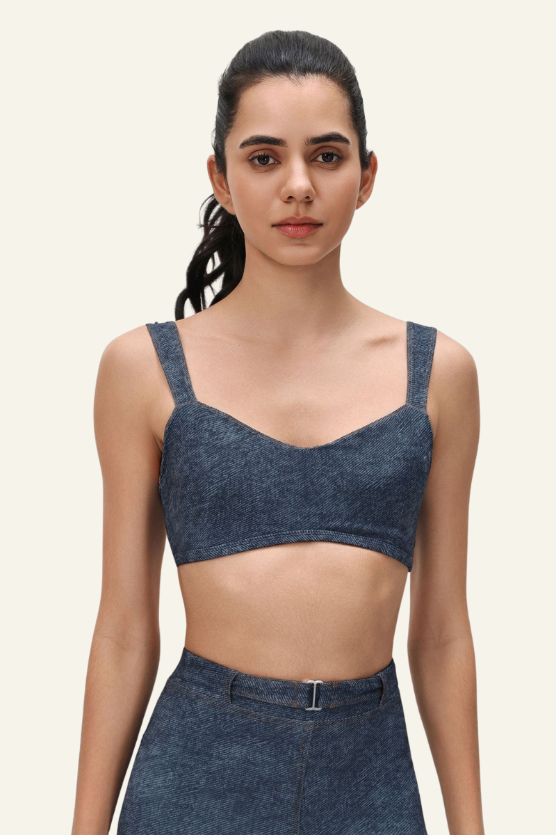 Women's Athletic V-neck Wide Shoulder Straps Bra