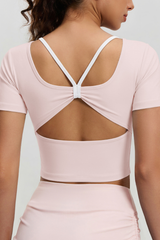 Women's Butterfly Back Padded Cropped Breathable T-shirt