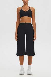 Women's Halter Bra & Wide Leg Yoga Cropped Pants Set