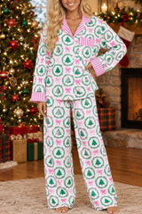 Women's Christmas Tree Printed Christmas Pajama Set