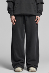 Men's Fall 100% Cotton Wash Distressed Raw Edge Sweatpants