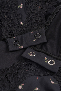 Women's Floral Lace Shapewear Spaghetti Strap Thong Bodysuit