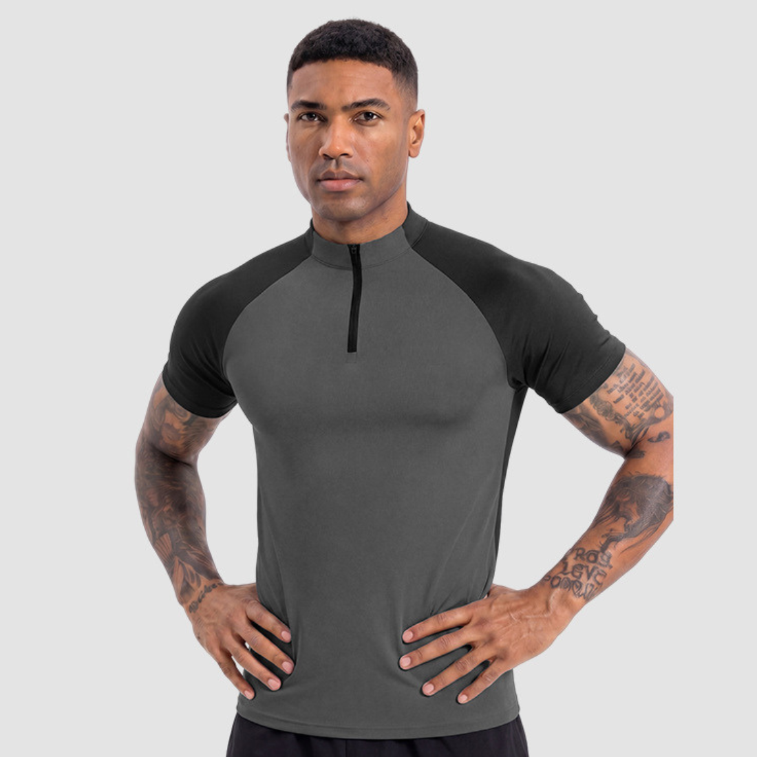 Men's Summer Cooling Color Block Half-Zip Quick Dry T-Shirt