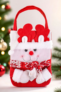 Christmas Cute Santa Reindeer Snowman Knit Gift Tote Bag