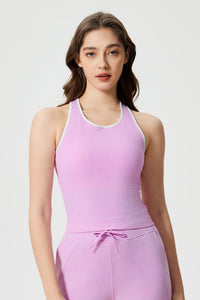 Women Sleeveless With Chest Pad Shock Slim Thin Yoga Fitness Exercise Tank Tops