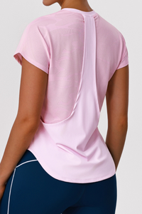 Women's Athletic Back-Patch Curved-Hem T-Shirt