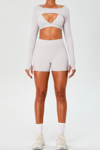 Women's Set:Cross Back Triangle Cup Bra & Tank Top & Shorts