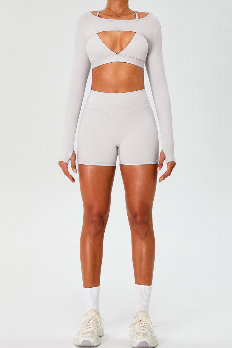 Women's Set:Cross Back Triangle Cup Bra & Tank Top & Shorts