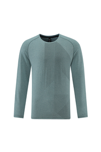 Men's Crew Neck Textured Athletic Long Sleeve T-shirt