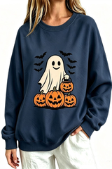 Women's Fall Halloween Spooky Ghost Pumpkin Sweatshirt