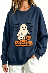 Women's Fall Halloween Spooky Ghost Pumpkin Sweatshirt