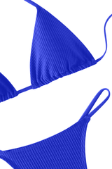 Women's Ribbed Halterneck Triangle Cup Bikini Set