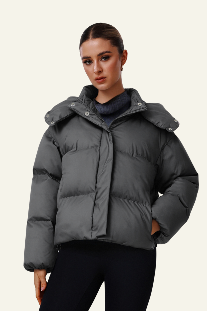 Women's Cropped Hooded Cotton Jacket