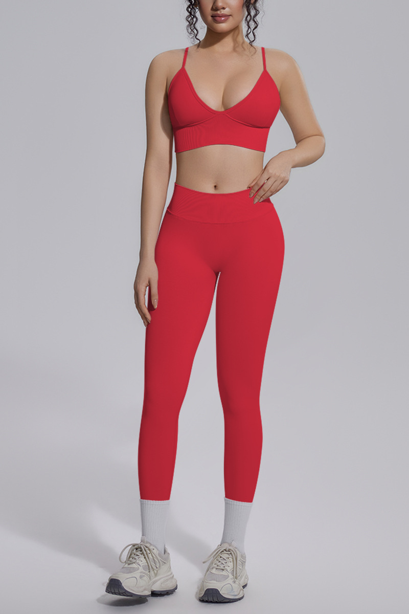 Women's Seamless Triangle Cup Bra&No Front Seam Legings Set