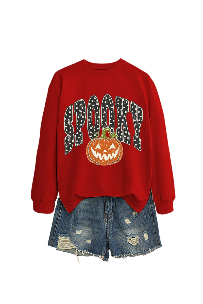 Women's Fall Pumpkin Polka Dot Halloween Multi‑Color Pullover