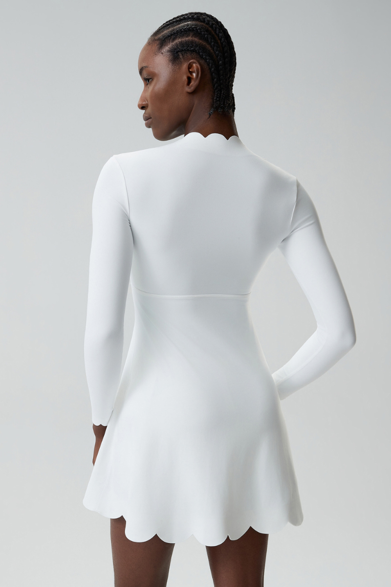 Women's Long Sleeve Wave-Detail Yoga Dress