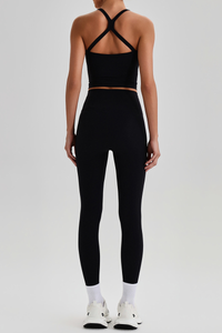 Women's Square Cross Back Tank Top &High Rise Leggings Set