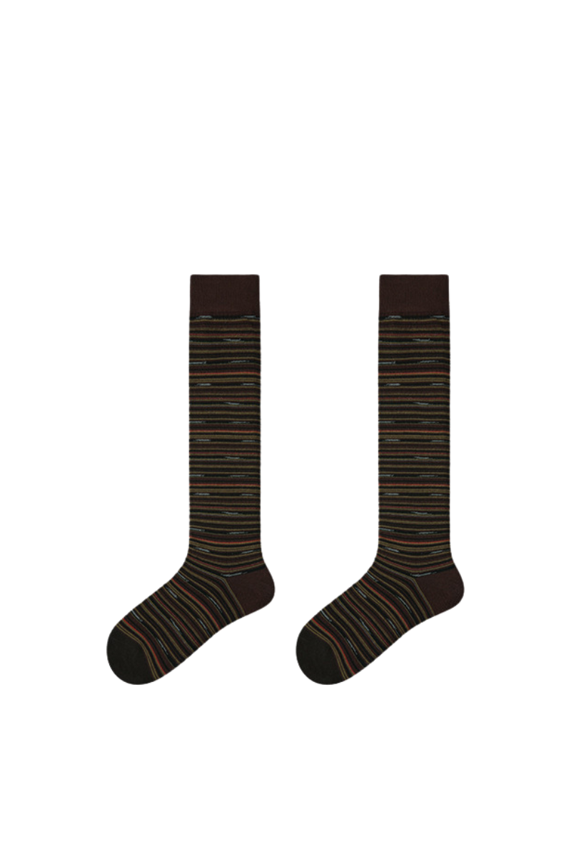 Women's Preppy Y2K  Retro Multicolor Striped Warm Knee-High Socks