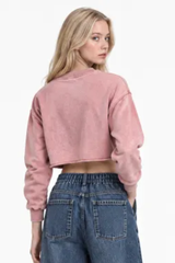 Women's Fall 100% Cotton Cropped Distressed Sweatshirt