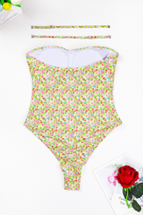 Women's Floral Print Removable Straps One Piece Swimsuit