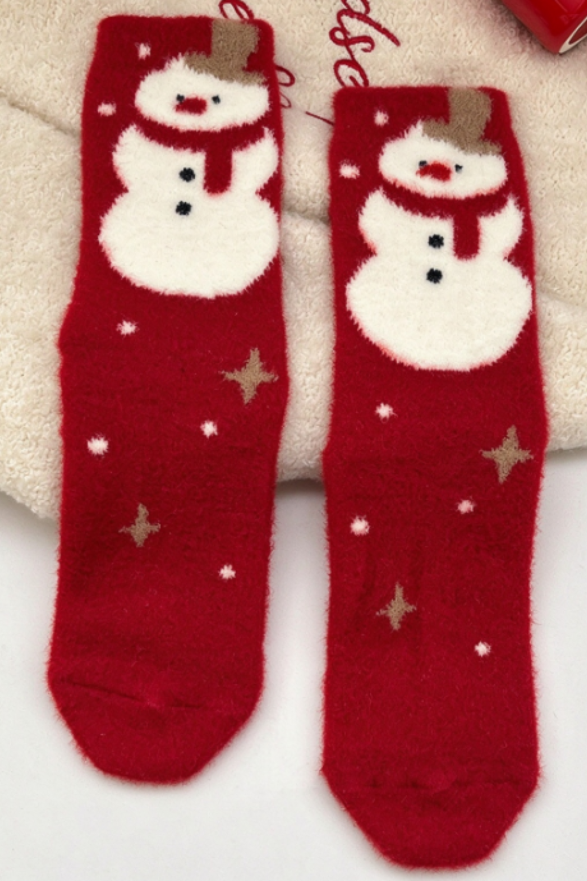 Unisex Plus Christmas Cute Santa Snowman Mid-Calf Socks
