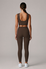 Women’s Double Strap Bra And Side Mesh Leggings Yoga Sets