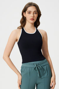 Women Sleeveless With Chest Pad Shock Slim Thin Yoga Fitness Exercise Tank Tops