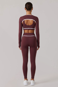 Women's Naked-Feel Contrast-Line 3-Piece Yoga Workout Set