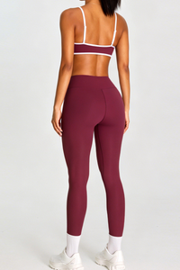 Women's Color-Block Bra And Cross Waist Leggings Sport Set