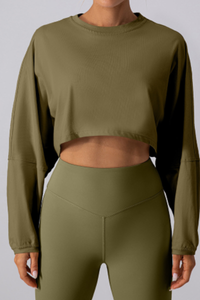 Women's Oversized Drop Shoulder Crew Neck Cover-Up Top