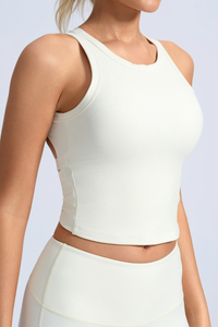 Women's Back-Crossed Cropped Backless Sports Tank Top