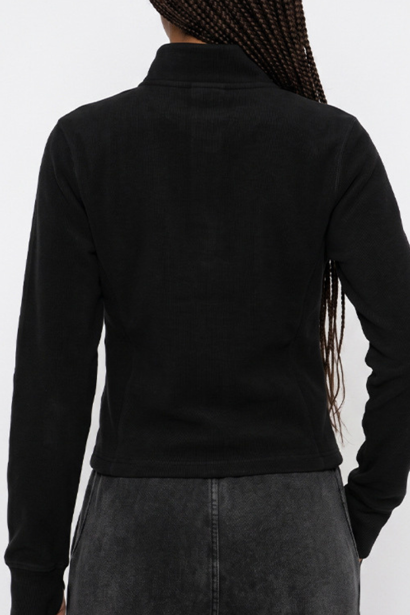 Women's Fall Half-High Neck Finger Cuffs Slim Fit Jackets