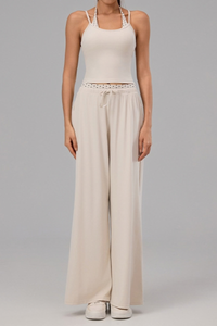 Women's Polka Dot Halter Tank Top And Wide Leg Pants Set