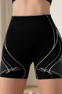 Women's Seamless Color-block Pleated Buttocks Lift Shorts