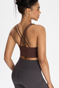 Cross-back exercise sports bra