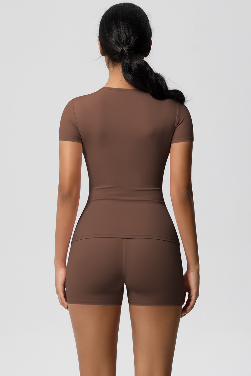 Women Yoga Set: Quick Dry Breathable Short Sleeve + Shorts