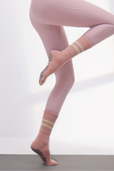 Women's Double-Stripe Crew Yoga Grip Full-Toe Socks