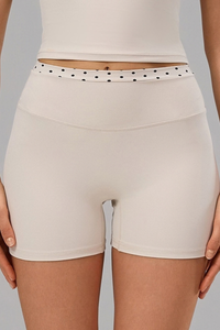Women's Polka Dot High Waist No Front Line Workout Shorts