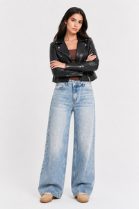 Women's High Waist Light Wash Vintage Baggy Wide Leg Jeans